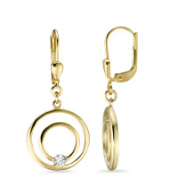 Pendant d'oreilles Or jaune 9K Zircone 2 Pierres Ø15 mm-588181