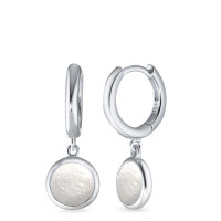 Créoles à charnières Argent Rhodié nacre blanc, 2 Perles-588266