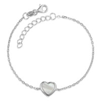 Bracelet Argent Rhodié nacre blanc Coeur 16-19 cm-588354