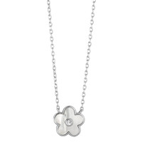 Collier Argent Zircone Rhodié nacre blanc Fleur 41-44 cm Ø11 mm-588370