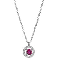 Collier Or blanc 18K Rubis 0.17 ct, Diamant 0.06 ct, w-si 40-45 cm Ø6 mm-588465