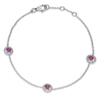 Bracelet Or blanc 18K Rubis 0.43 ct, 3 Pierres, Diamant 0.13 ct, w-si 17-19 cm Ø6.5 mm-588475