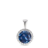 Pendentif Argent Zircone bleu clair Rhodié Ø9 mm-588553