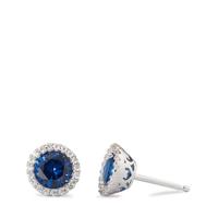 Clous d'oreilles Argent Zircone bleu Rhodié Ø8.5 mm-588555