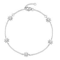 Bracelet Argent Zircone 5 Pierres Rhodié Étoile 16-19 cm-588587