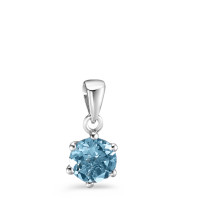 Pendentif Argent Topaze bleu Rhodié Ø6.5 mm-588753