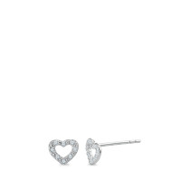 Clous d'oreilles Or blanc 9K Diamant 0.045 ct, 16 Pierres, w-pi1 Coeur Ø6 mm-588793