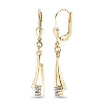Pendant d'oreilles Or jaune 9K Zircone 4 Pierres-588813