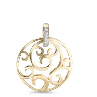 Pendentif Or jaune 9K Zircone 5 Pierres Ø18 mm-588816
