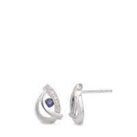 Clous d'oreilles Or blanc 9K Saphir 12 Pierres-588857
