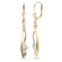 Pendant d'oreilles Or jaune 9K Zircone 2 Pierres Bicolore-588862