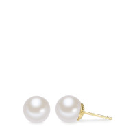 Clous d'oreilles Or jaune 14K perle d'eau douce blanc, 2 Perles, 7 mm-588872
