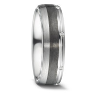 Alliance Or blanc 14K, Carbone Diamant 0.07 ct, 7 Pierres, tw-si-588897