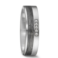 Alliance Or blanc 14K, Carbone Diamant 0.05 ct, 5 Pierres, tw-si-588905