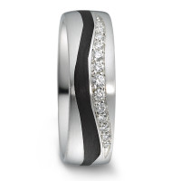 Alliance Or blanc 14K, Carbone Diamant 0.132 ct, 13 Pierres, w-si-588917
