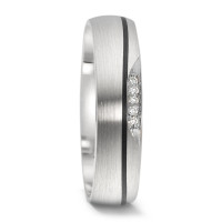 Alliance Or blanc 14K, Carbone Diamant 0.025 ct, 5 Pierres, w-si-588919