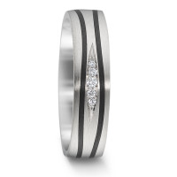 Alliance Or blanc 14K, Carbone Diamant 0.041 ct, 5 Pierres, w-si-588921