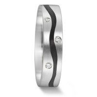 Alliance Or blanc 14K, Carbone Diamant 0.07 ct, 7 Pierres, tw-si-588923