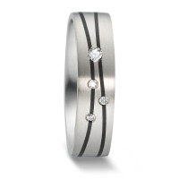 Alliance Or blanc 14K, Carbone Diamant 0.06 ct, 4 Pierres, w-si-588925
