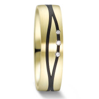 Alliance Or jaune 14K, Carbone Diamant 0.021 ct, 3 Pierres, w-si-588933