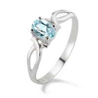 Bague Or blanc 14K Topaze bleu, ovale-588992