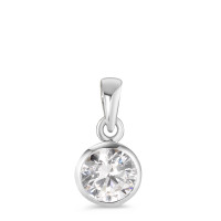 Pendentif Argent Zircone blanc Rhodié Ø7.5 mm-589180