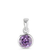 Pendentif Argent Zircone violet Rhodié Ø7.5 mm-589182