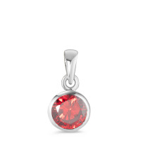 Pendentif Argent Zircone rouge Rhodié Ø7.5 mm-589184