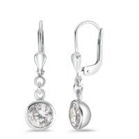 Pendant d'oreilles Argent Zircone blanc, 2 Pierres Rhodié Ø7.5 mm-589190