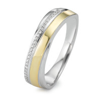 Bague Or blanc 9K Diamant 0.06 ct, 25 Pierres, w-si jaune Plaqué or-589292