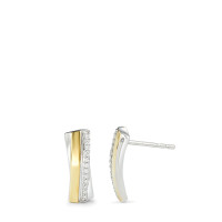 Clous d'oreilles Or blanc 9K Diamant 0.06 ct, 24 Pierres, w-si jaune Plaqué or-589294