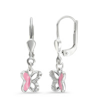 Pendant d'oreilles Argent Zircone 14 Pierres Rhodié Papillon-589487