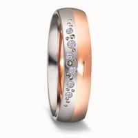 Partnerring 750/18 K Weissgold, 750/18 K Rosegold Diamant 0.046 ct, 6 Steine, tw-vsi-589526