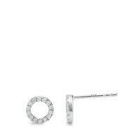 Clous d'oreilles Or blanc 18K Diamant 0.12 ct, 28 Pierres, w-si Ø6 mm-589576