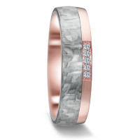 Alliance Or rouge 14K, Carbone Diamant 0.05 ct, 5 Pierres, w-si-589664