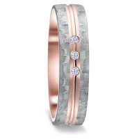 Alliance Or rouge 14K, Carbone Diamant 0.045 ct, 3 Pierres, w-si-589666