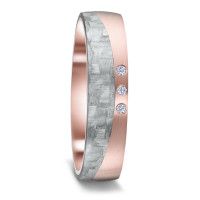 Alliance Or rouge 14K, Carbone Diamant 0.03 ct, 3 Pierres, w-si-589668