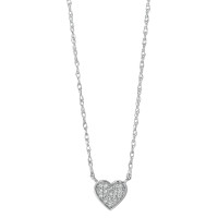 Collier Or blanc 18K Diamant 0.05 ct, 18 Pierres, w-si Coeur 40-46 cm-589808
