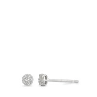 Clous d'oreilles Or blanc 9K Diamant 0.10 ct, 14 Pierres, w-pi3 Ø3.5 mm-590185