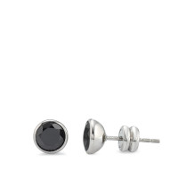 Ohrstecker Edelstahl Zirkonia schwarz, 2 Steine Ø6.5 mm-590225