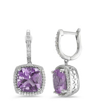 Pendant d'oreilles Or blanc 18K Améthyste violet, 2 Pierres, Diamant blanc, 0.25 ct, 76 Pierres, w-pi3-590532