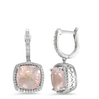 Pendant d'oreilles Or blanc 18K Quartz rose rose, Diamant blanc, 0.25 ct, 76 Pierres, w-si-590538