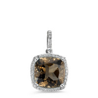 Pendentif Or blanc 18K Quartz fumé, Diamant blanc, 0.12 ct, 40 Pierres, w-pi3 Ø11 mm-590540