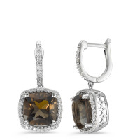 Pendant d'oreilles Or blanc 18K Quartz fumé 2 Pierres, Diamant blanc, 0.25 ct, 76 Pierres, w-pi3-590541