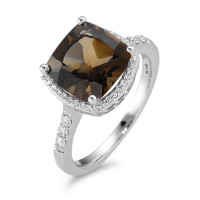 Bague Or blanc 18K Quartz fumé, Diamant blanc, 0.20 ct, 42 Pierres, w-pi3 Ø11 mm-590542