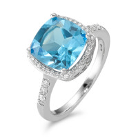 Bague Or blanc 18K Topaze bleu clair, Diamant blanc, 0.20 ct, 42 Pierres, w-pi3 Ø11 mm-590545