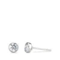 Clous d'oreilles Or blanc 18K Zircone 2 Pierres Ø5 mm-590589