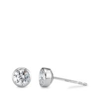 Clous d'oreilles Or blanc 18K Zircone 2 Pierres Ø5.5 mm-590590