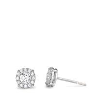 Clous d'oreilles Or blanc 18K Zircone Ø6.5 mm-590600