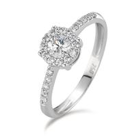 Bague solitaire Or blanc 18K Zircone-590601